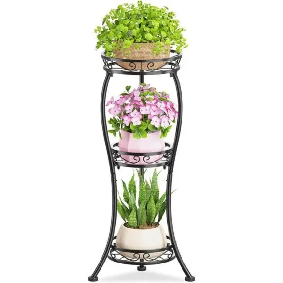 3 Tier Tall Metal Plant Stand, 33 Inch Plant Stands Indoor Outdoor